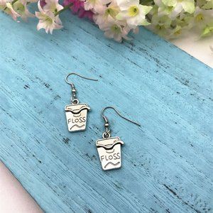 Dental Floss Silver Earrings